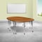 Flash Furniture Oval 60 W, 86 L, 30 H, Chrome, Laminate, Particleboard, Steel, Wood Grain XU-GRP-A3060CON-60-OAK-T-A-CAS-GG - alternate 1